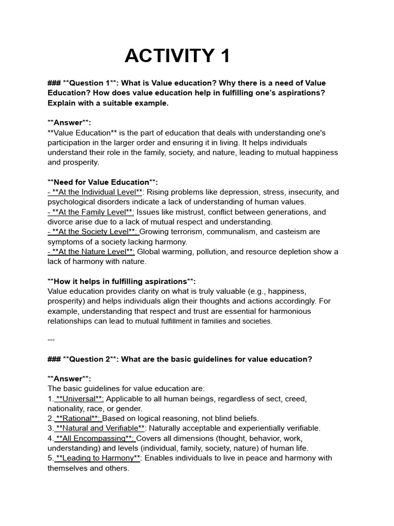 ACTIVITY 1 ANSWER | PDF | Happiness | Consciousness