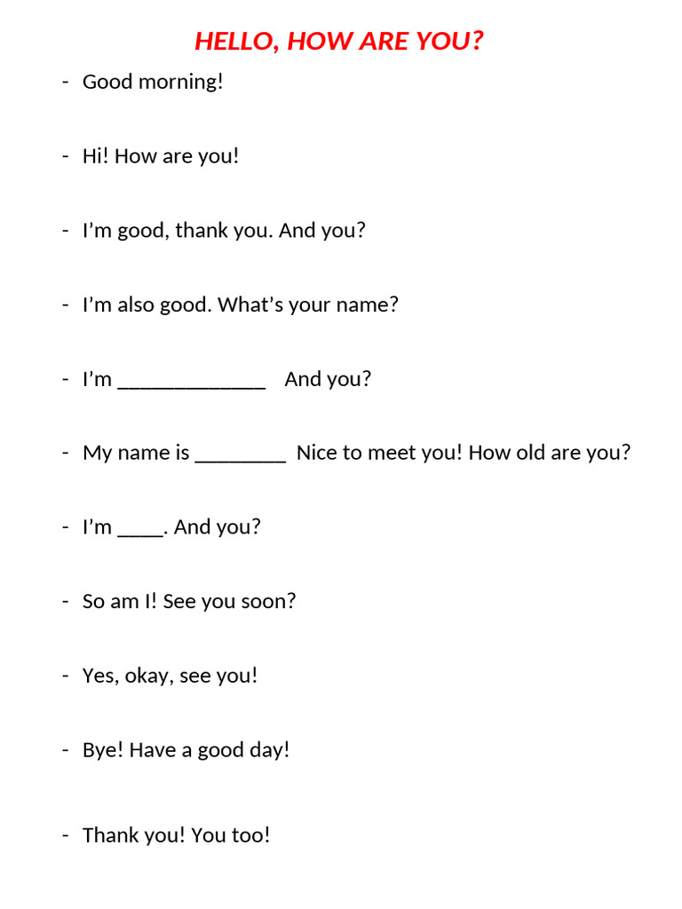 Salutations - Dialogue - Week 35 | PDF