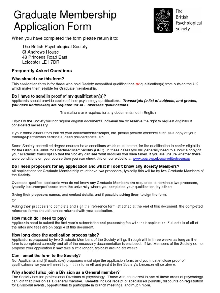BPS Graduate Membership UK | PDF | Postgraduate Education | Fee