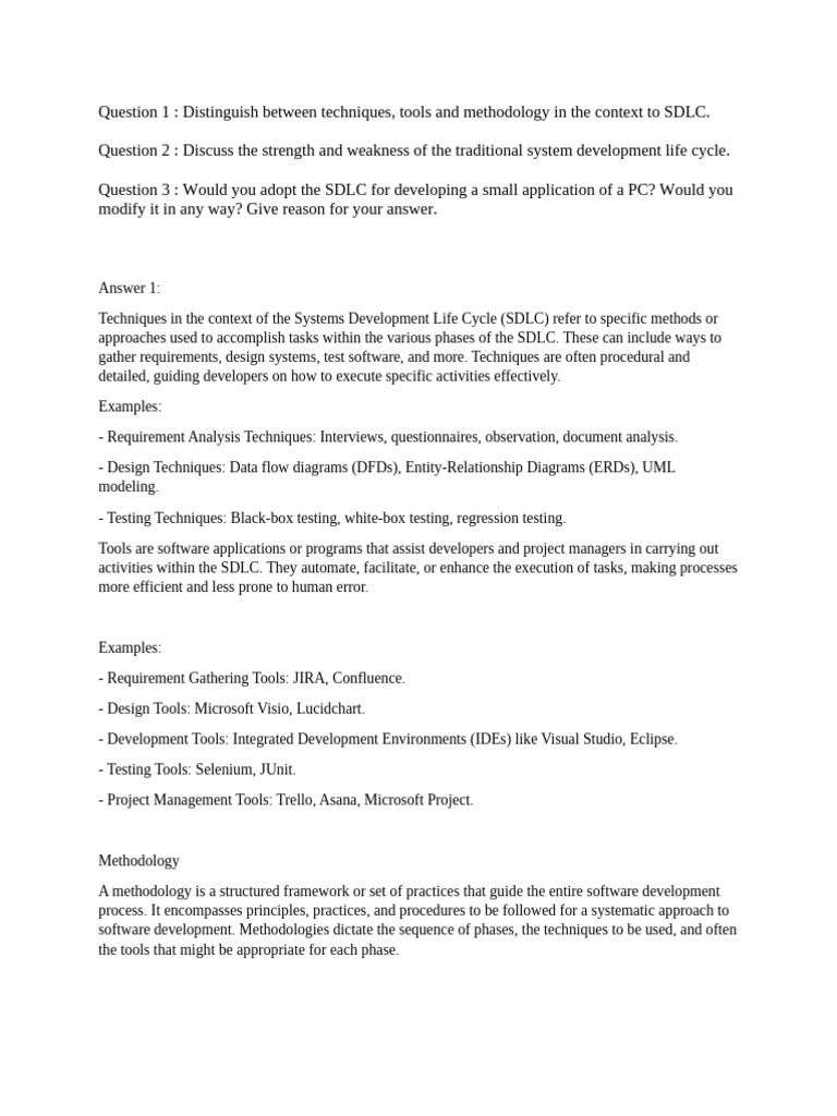 SDLC Techniques and Agile Adaptation | PDF | Software Development ...