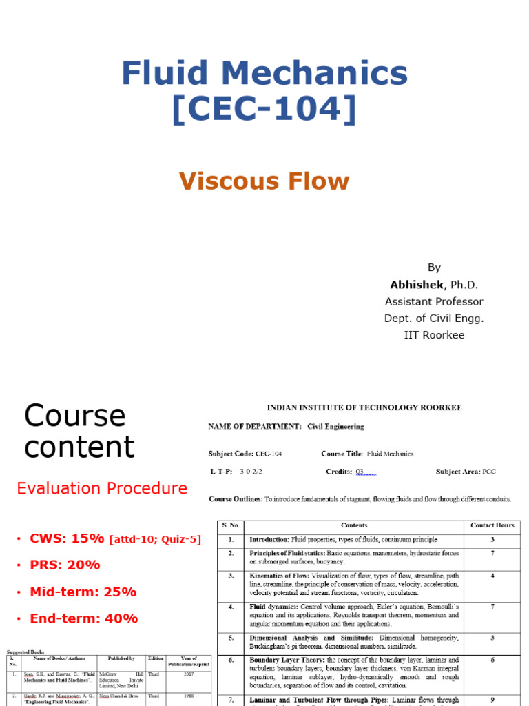 Viscous Flow in Fluid Mechanics | PDF | Fluid Dynamics | Laminar Flow