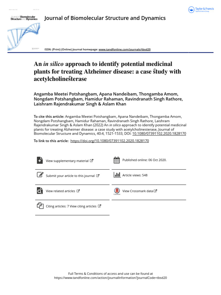 An in Silico Approach To Identify Potential Medicinal Plants For ...