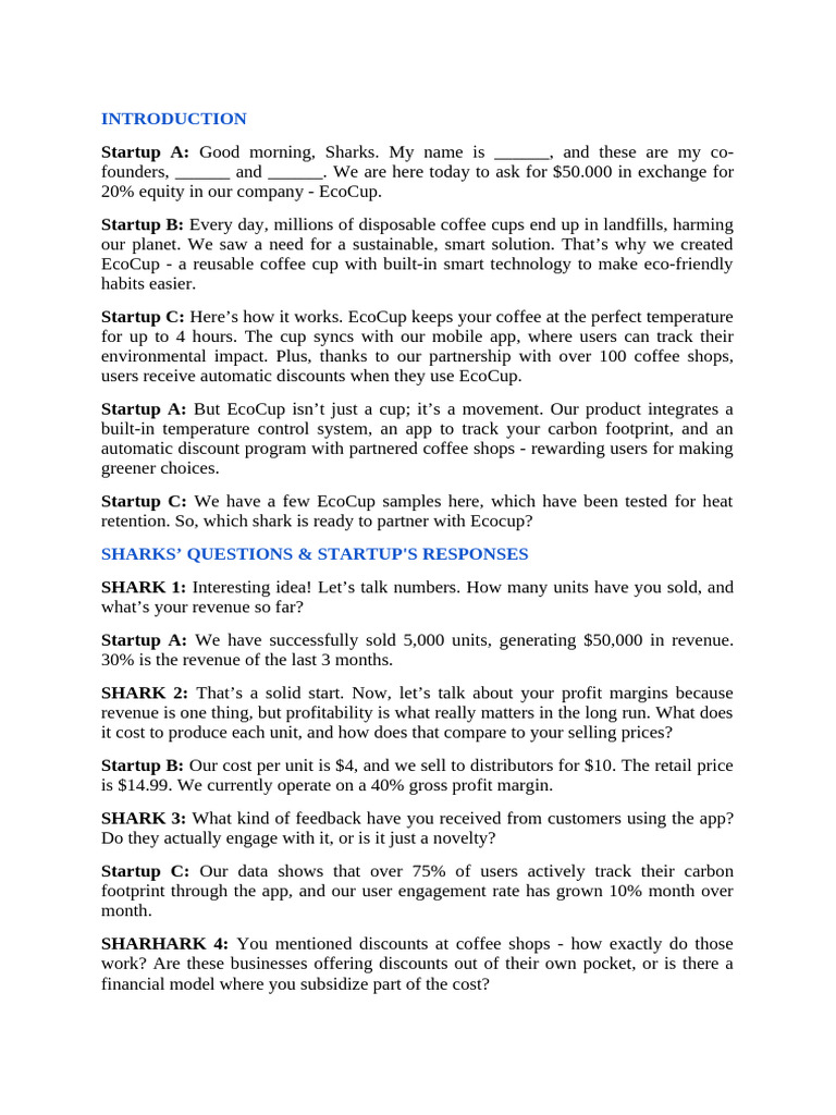 Group 3 - Speaking Script | PDF | Startup Company | Small Business ...