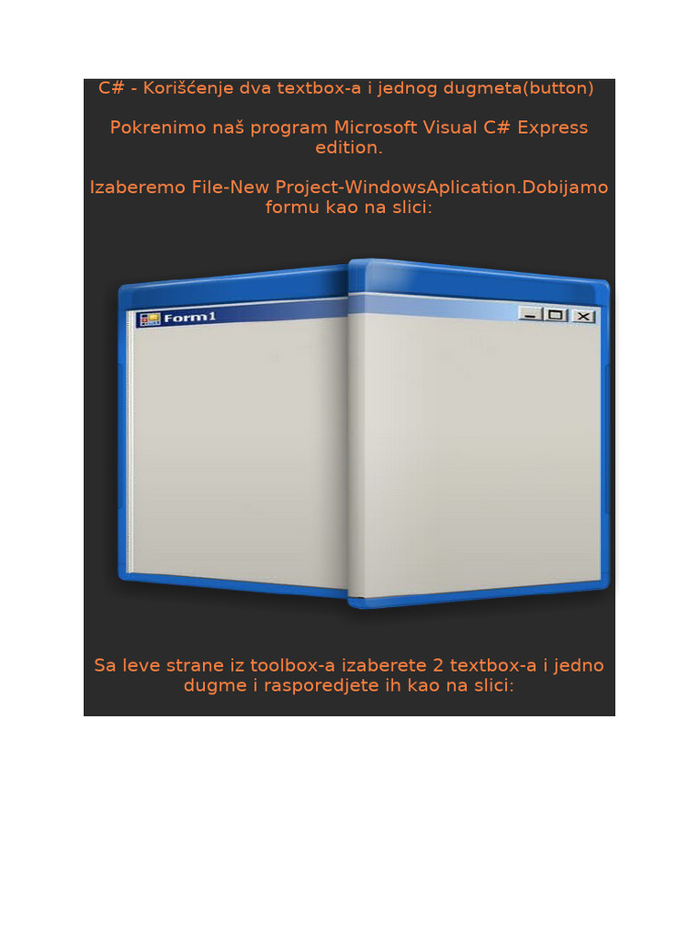 C Korišćenje Dva Text Boxa I Jednog Dugmeta Buton | PDF