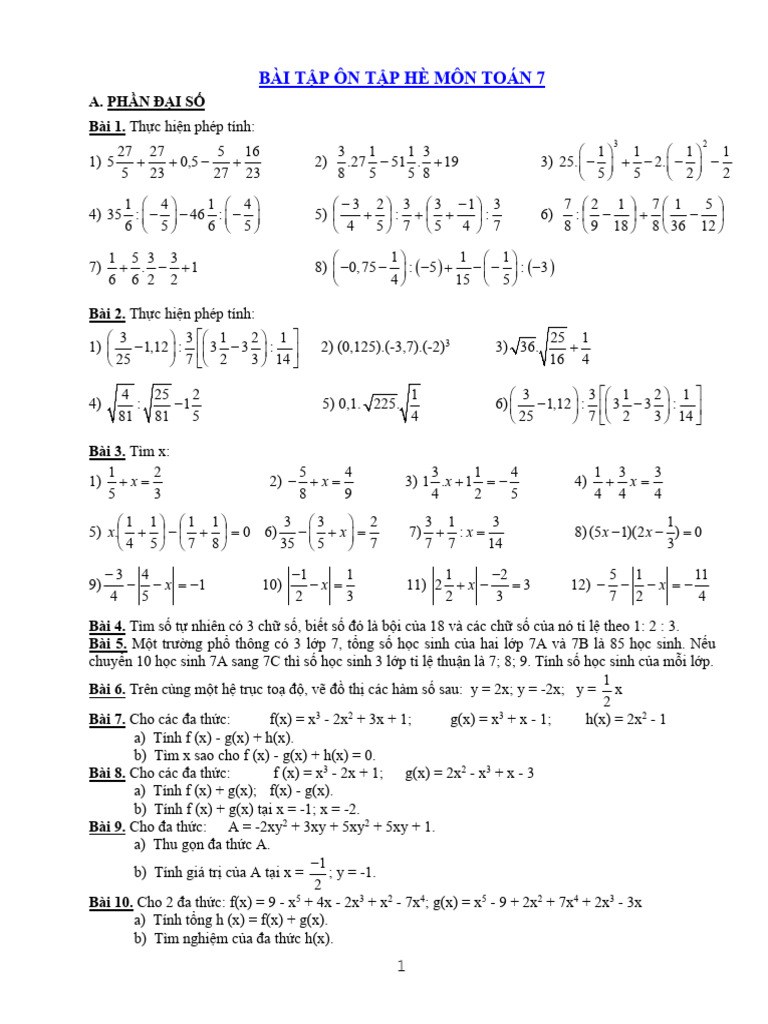 Bai Tap On Tap He Mon Toan 7 | PDF