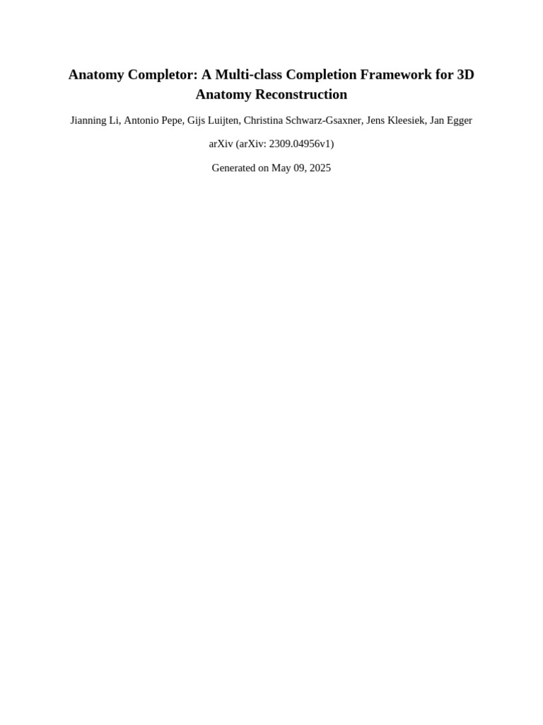 Anatomy Completor A Multi-Class Completion Framew | PDF | Image ...