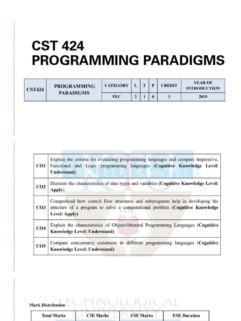 Programming Paradigm Introduction and Syllabus | PDF