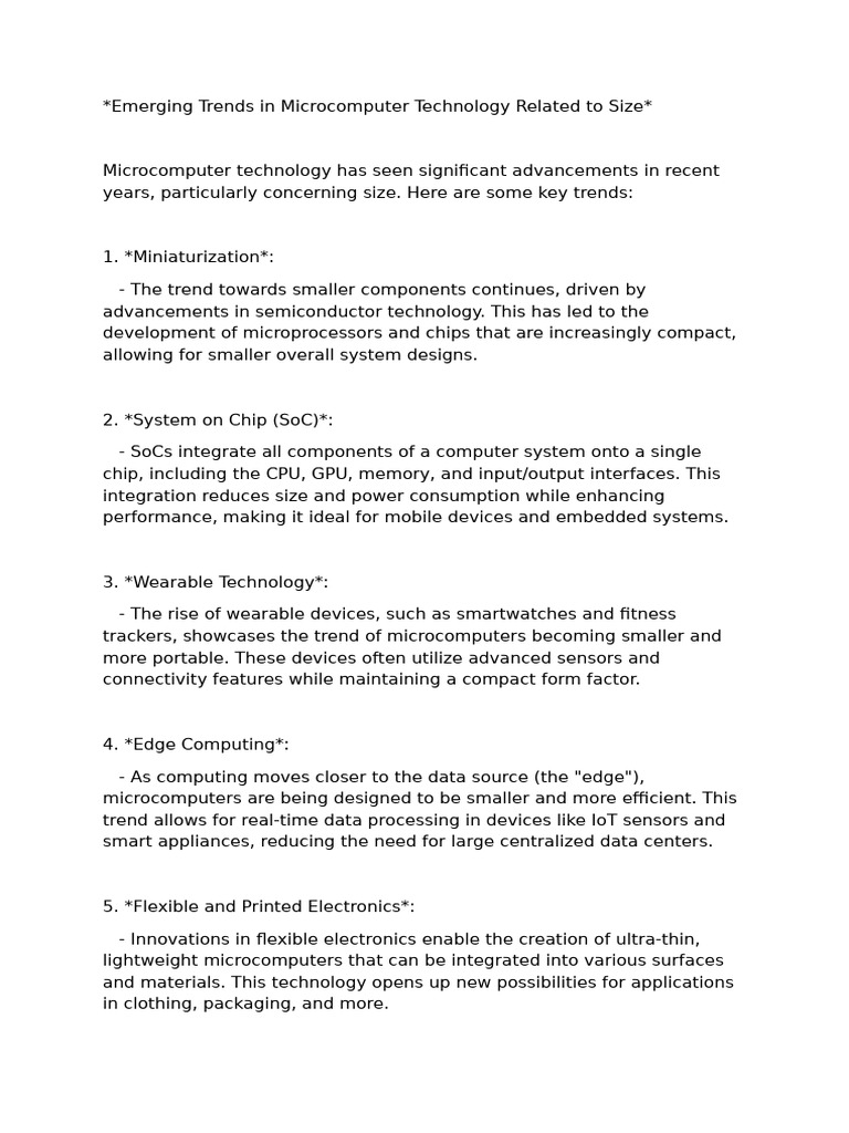 Emerging Trends in Microcomputers Technology | PDF