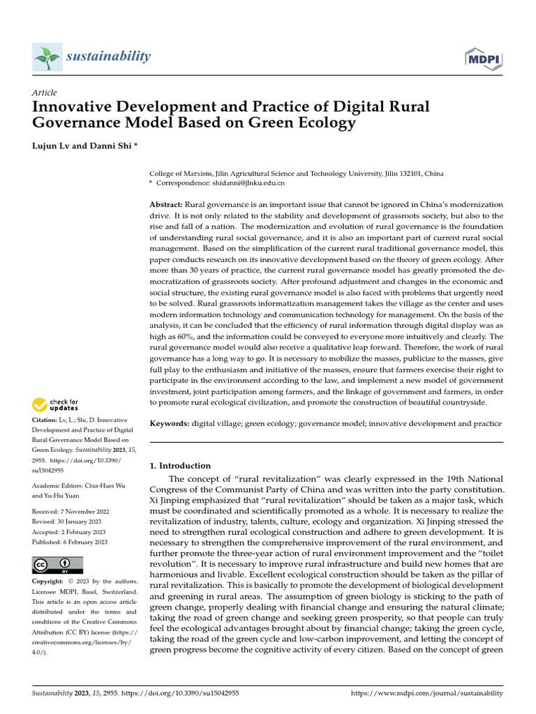 Digital Governance in Green Rural Ecology | PDF | Databases ...