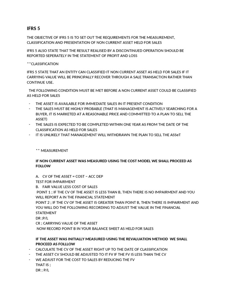 IFRS 5: Non-Current Asset Guidelines | PDF | Fair Value | Depreciation