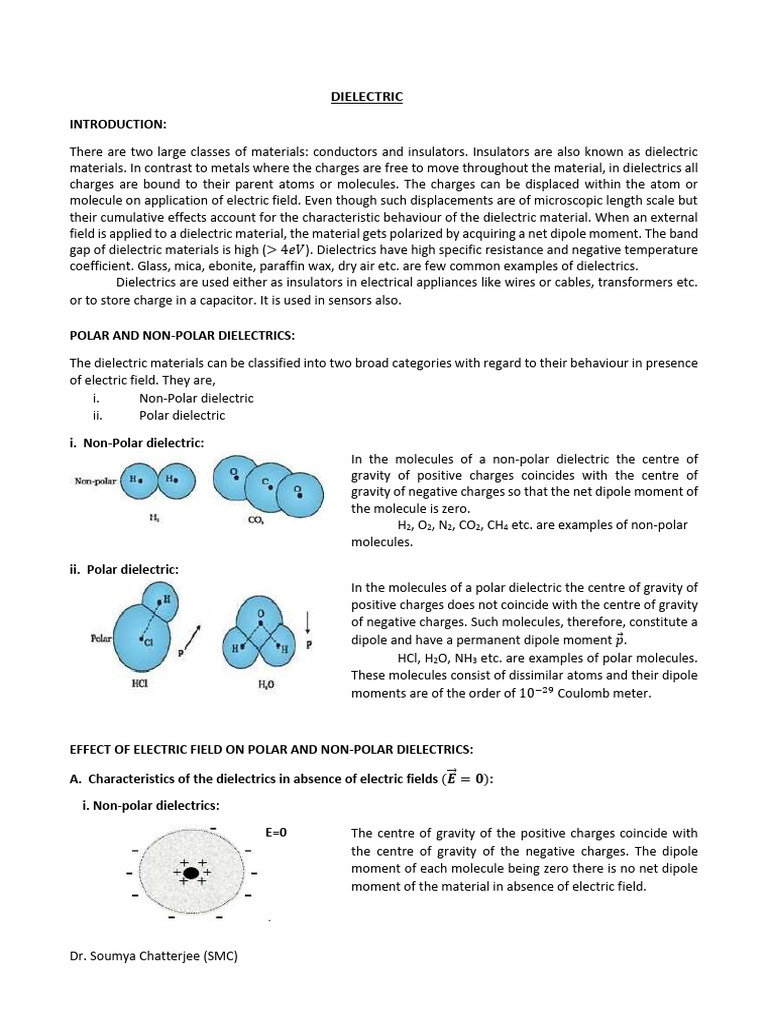Polar vs Non-Polar Dielectrics Explained | PDF | Dielectric | Chemical ...