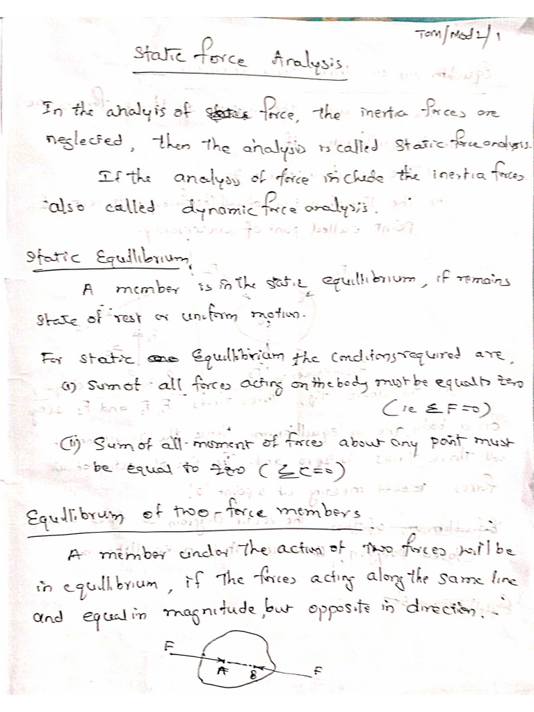 TOM - Static Force Analysis - PG 1 To 4 | PDF
