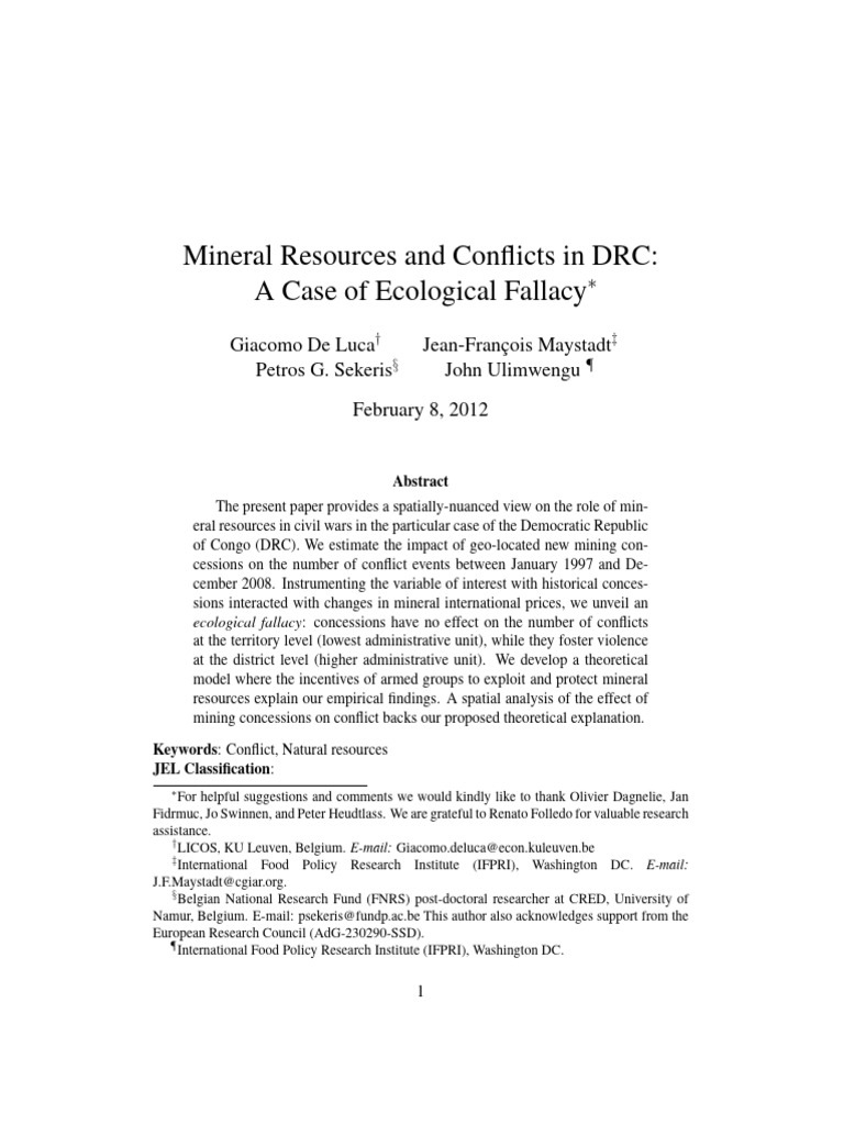 Mineral Resources and Conflict in DRC | PDF | Democratic Republic Of ...