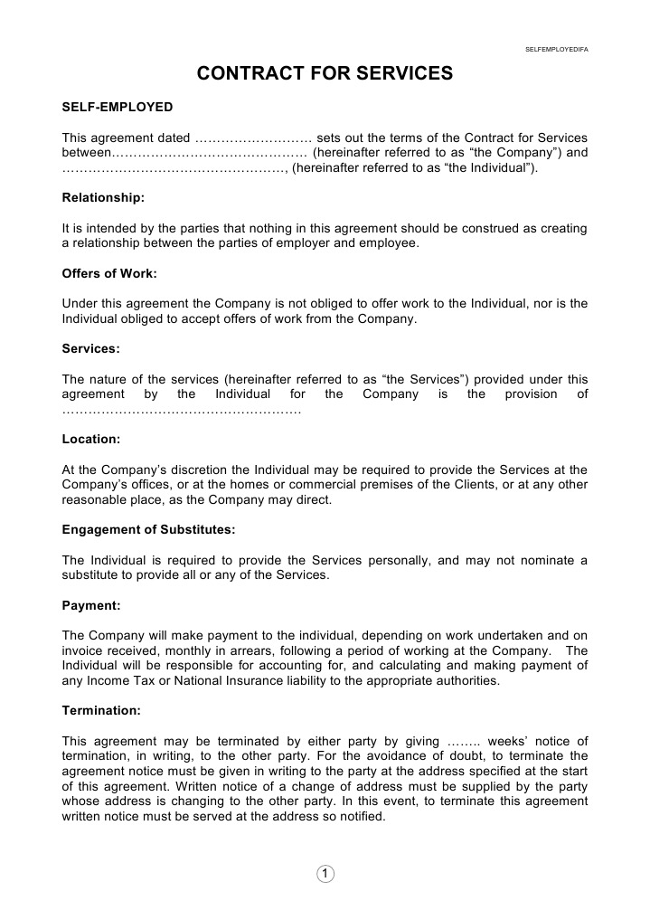 Contract for Services Template | Confidentiality | Employment