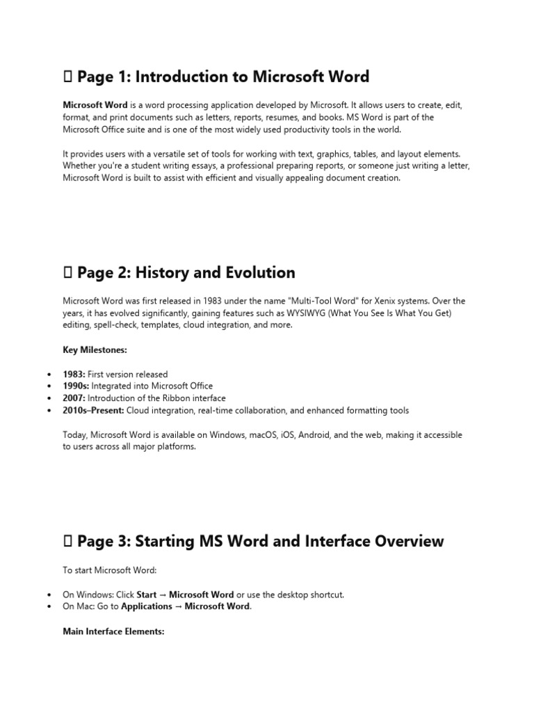 Microsoft Word Basics and History | PDF | Microsoft Word | Software