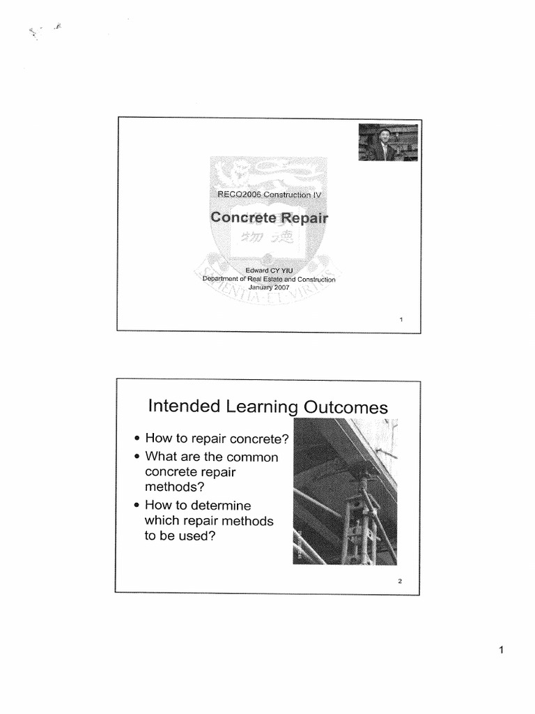 Edward Yiu - Concrete Repair Powerpoint | PDF