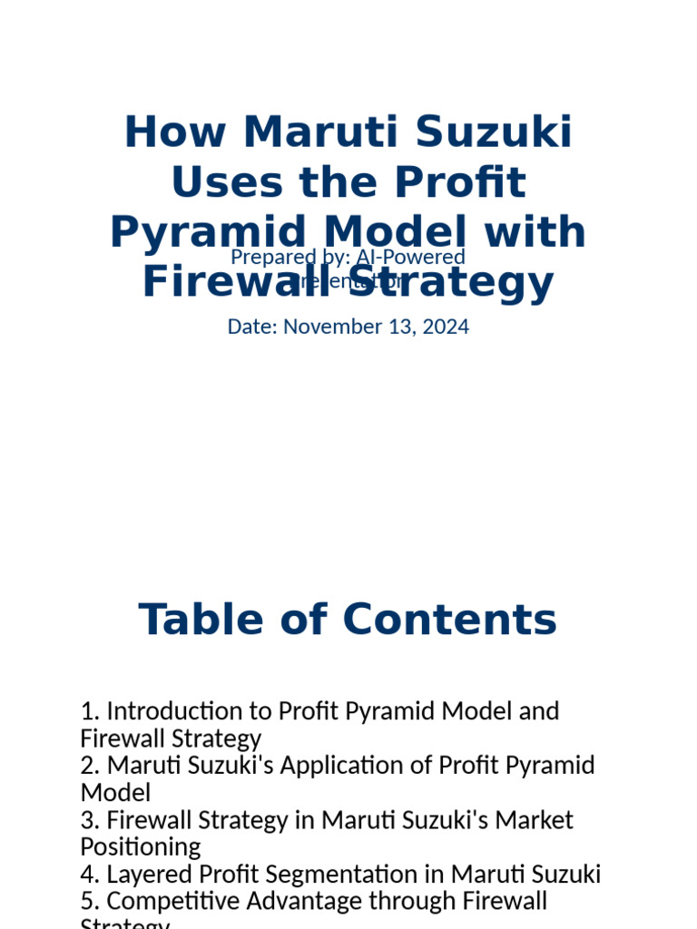 Maruti Suzuki Profit Pyramid Presentation | PDF