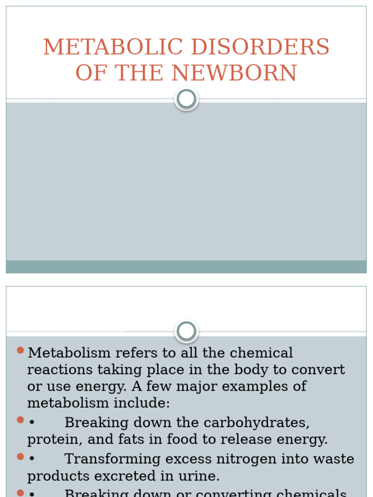 Newborn Metabolic Disorders Overview | PDF | Hyperglycemia | Hypoglycemia