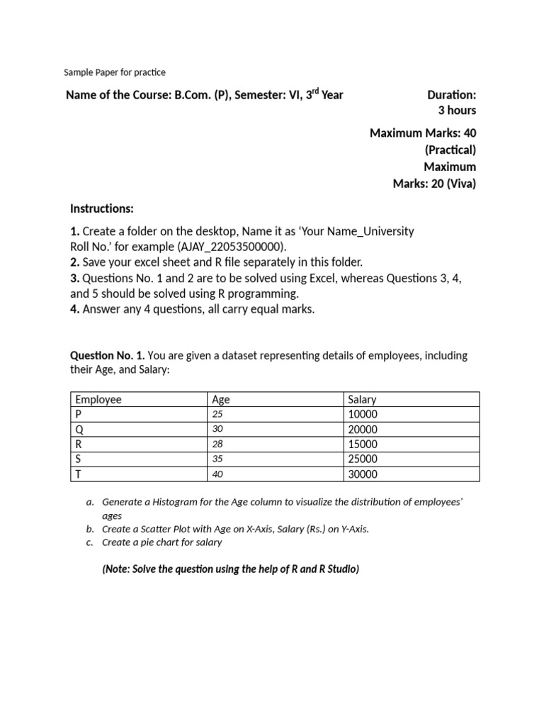 Sample Paper For Practice | PDF | Data | Data Science