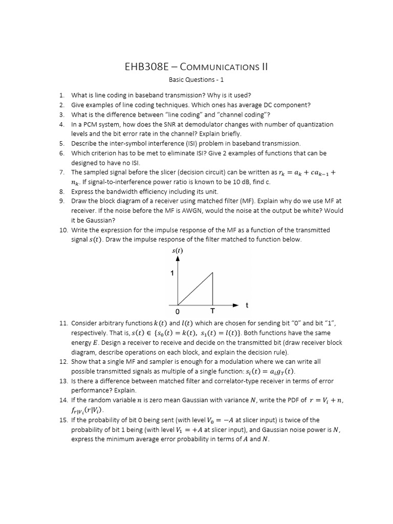 Line Coding and Baseband Transmission Concepts | PDF