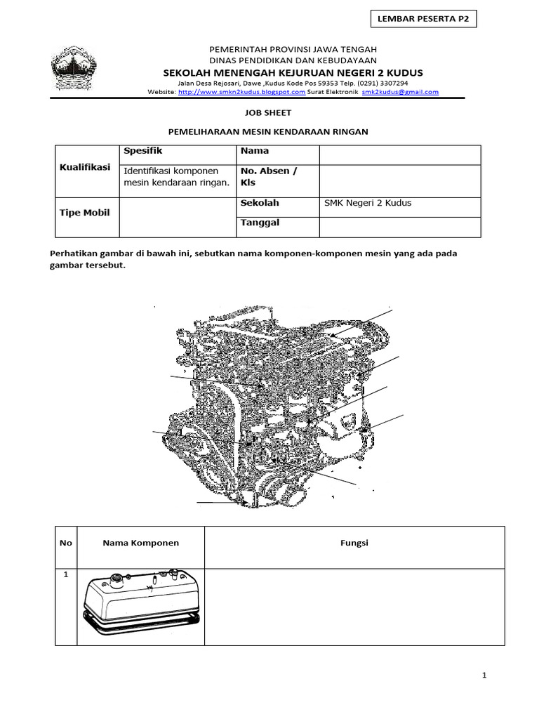 P2 Job Sheet Komponen Mesin | PDF