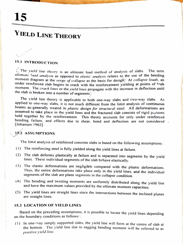 Yield Line Theory for Slab Analysis | PDF | Bending | Yield (Engineering)