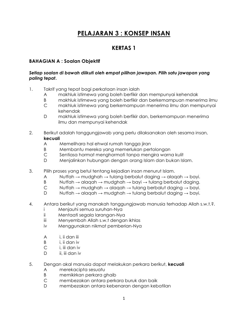 Latihan Pelajaran 3 Konsep Insan Pdf