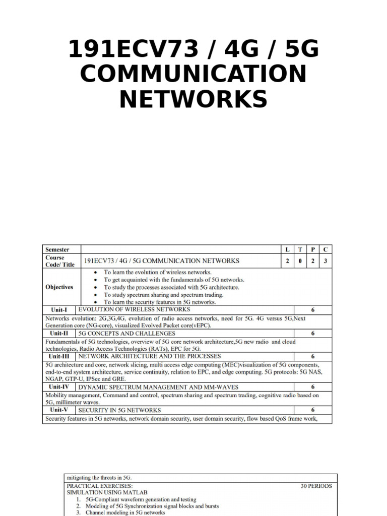 191ECV73-4G - Unit 1 | PDF | Computer Network | 4 G