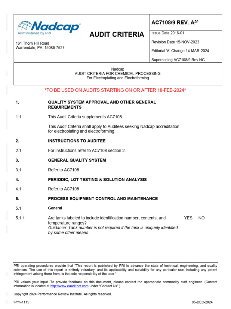Nadcap AC7108/9 Audit Criteria Guide | PDF | Specification (Technical ...