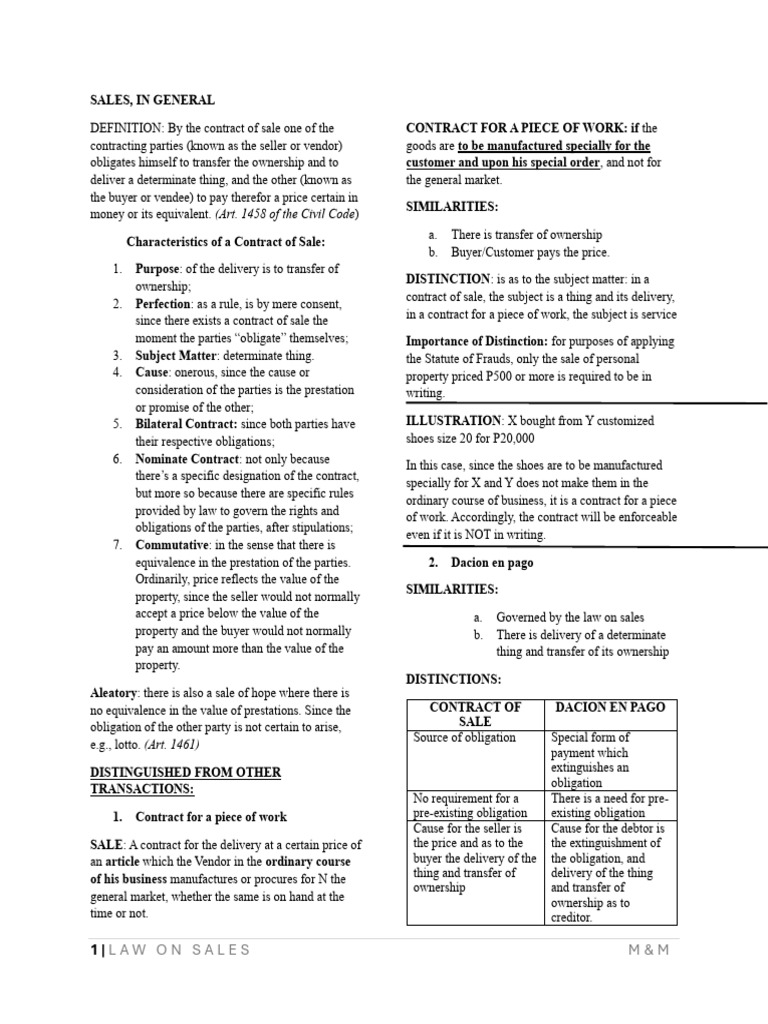 Overview of the Law on Sales | PDF | Offer And Acceptance | Auction