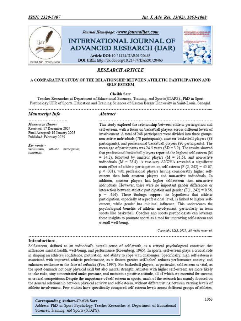 A Comparative Study of The Relationship Between Athletic Participation ...