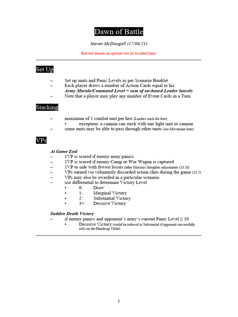 Dawn of Battle Game Rules Overview | PDF | Battles | Military