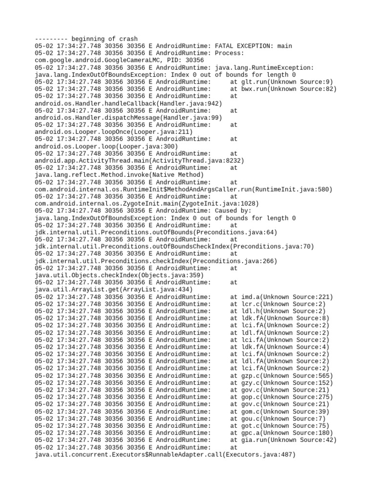Google Camera LMC Crash Log Analysis | PDF | Software | Computing