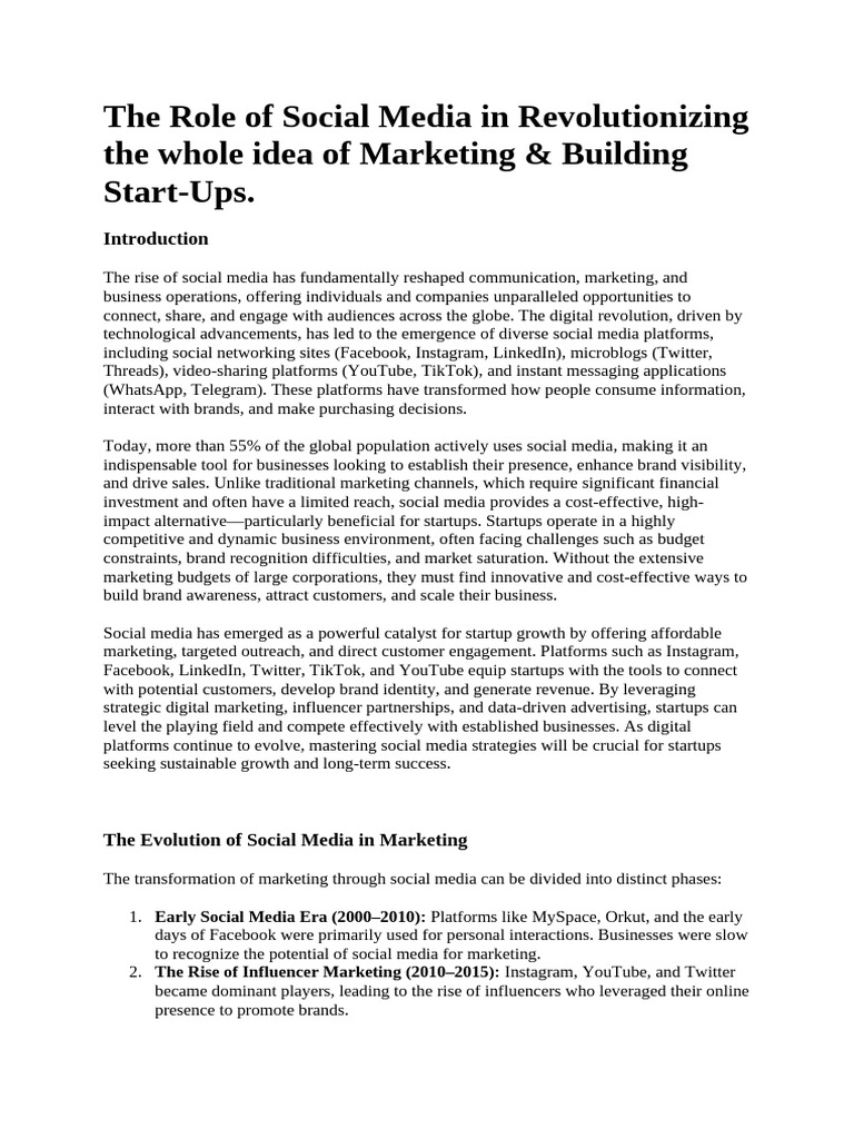The Role of Social Media in Revolutionizing The Whole Idea of Marketing ...