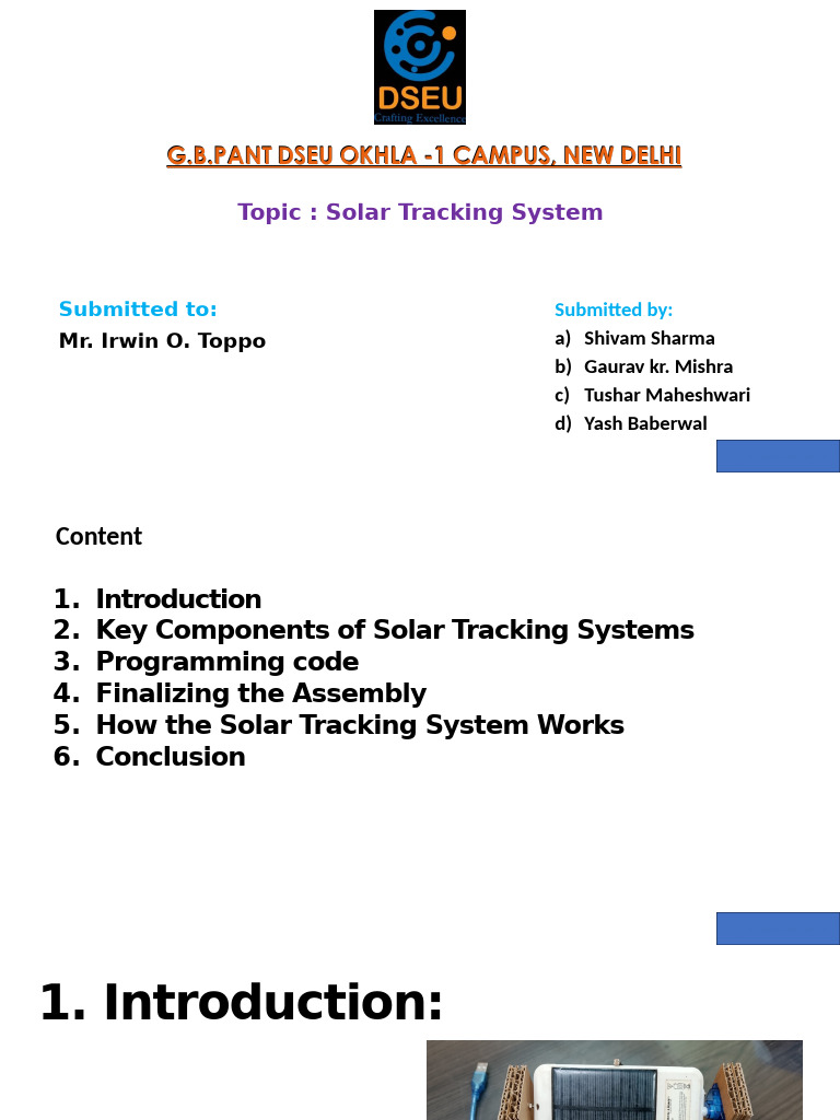Solar Tracking System Guide | PDF