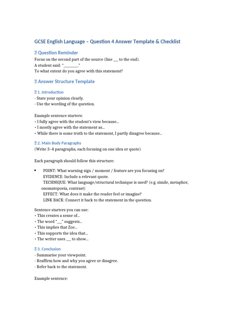 GCSE English Language Answer Guide | PDF