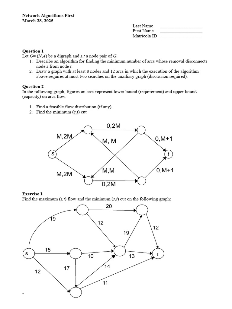 T1 28 03 2025 A | PDF | Vertex (Graph Theory) | Mathematical Relations