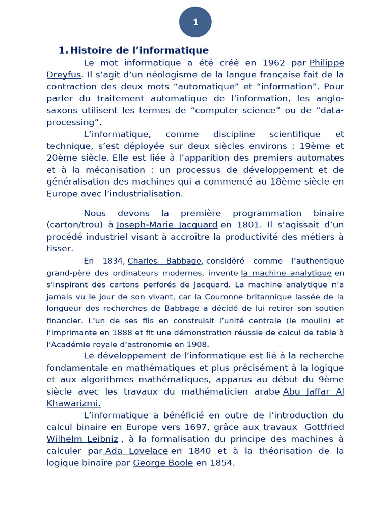 Le Mot Informatique A Été Créé en 1962 Par | PDF | Interface graphique ...