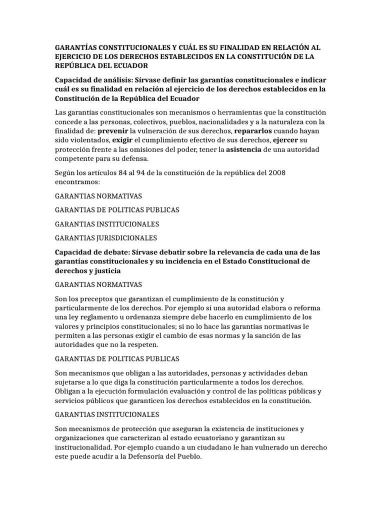 Garantias Constitucionales Foro | PDF | Derecho Constitucional ...