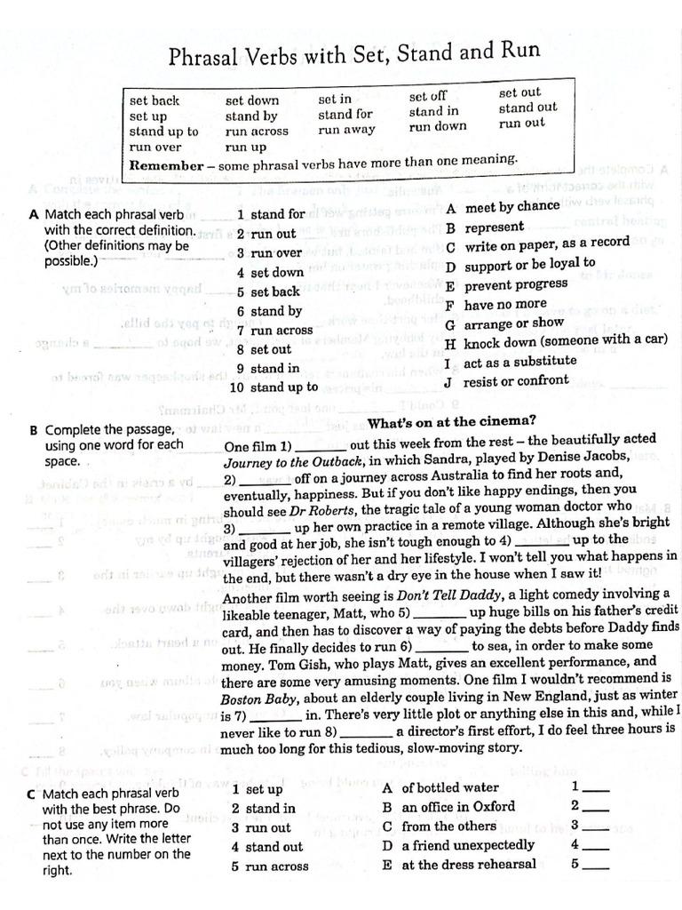 Phrasal Verbs 5 - SET, STAND, RUN | PDF