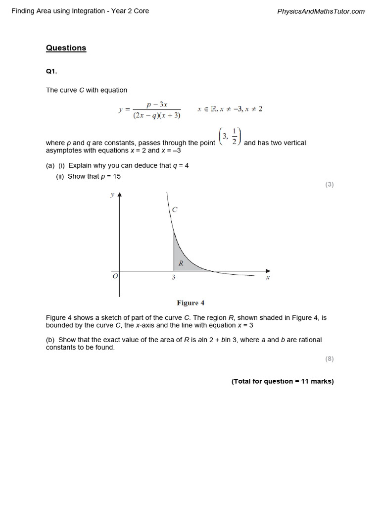 Area Calculation Using Integration Techniques | PDF | Equations | Area