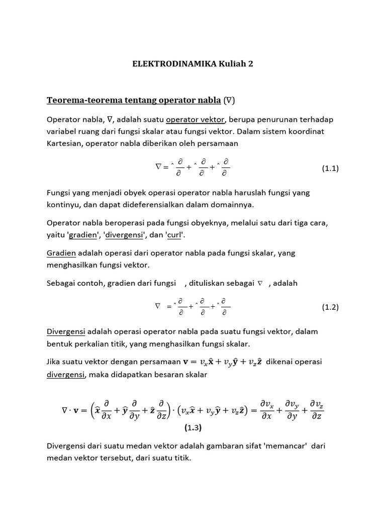 Teorema Operator Nabla dalam Elektrodinamika | PDF