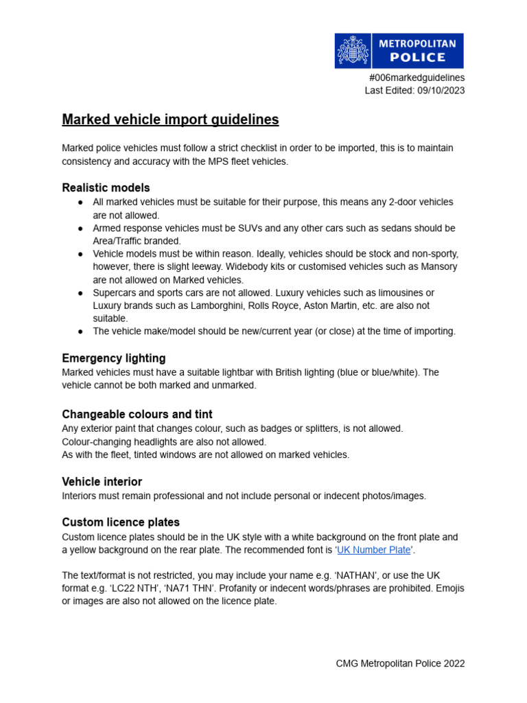 Marked Vehicle Import Guidelines | PDF | Vehicle Registration Plate ...