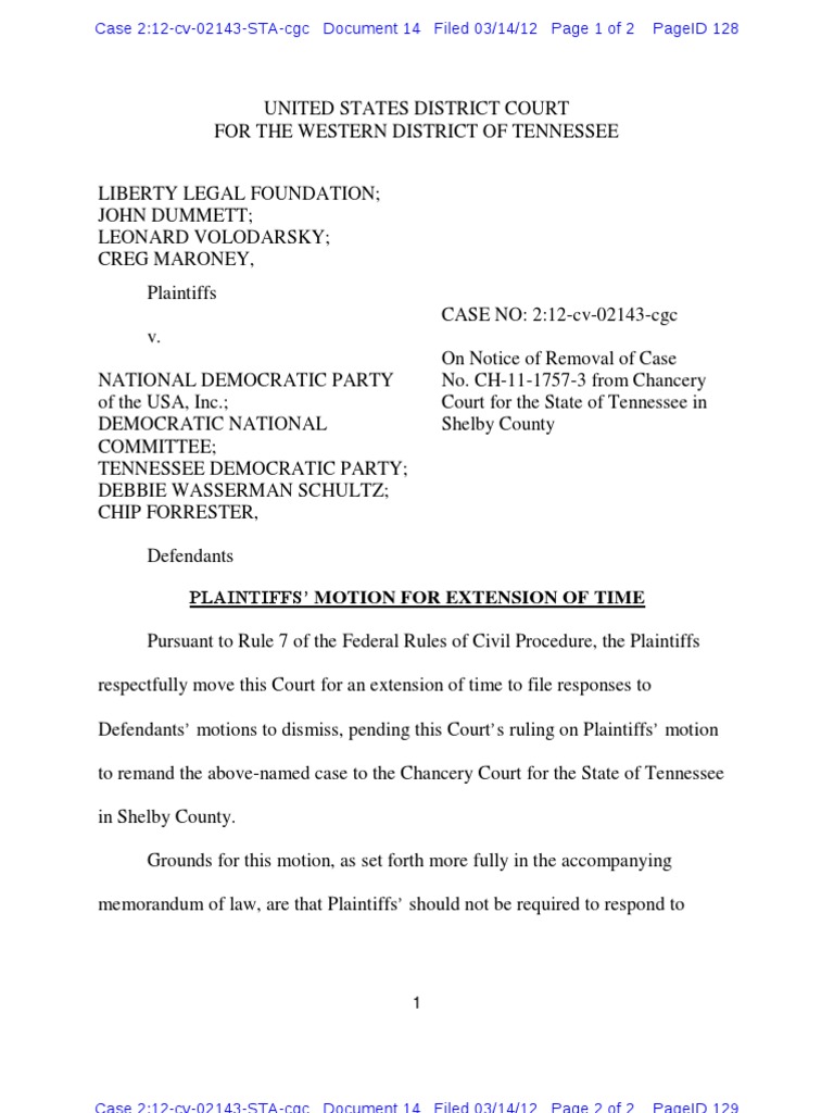 LLF V DNPUSA - 2012-03-04 - LLF Motion For Extension of Time To File ...