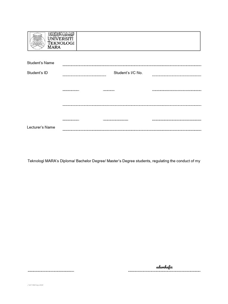 Final Assessment Declaration Form | PDF