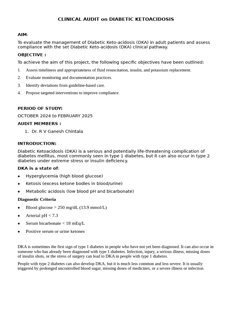Clinical Audit of Diabetic Ketoacidosis Management | PDF | Diabetes ...