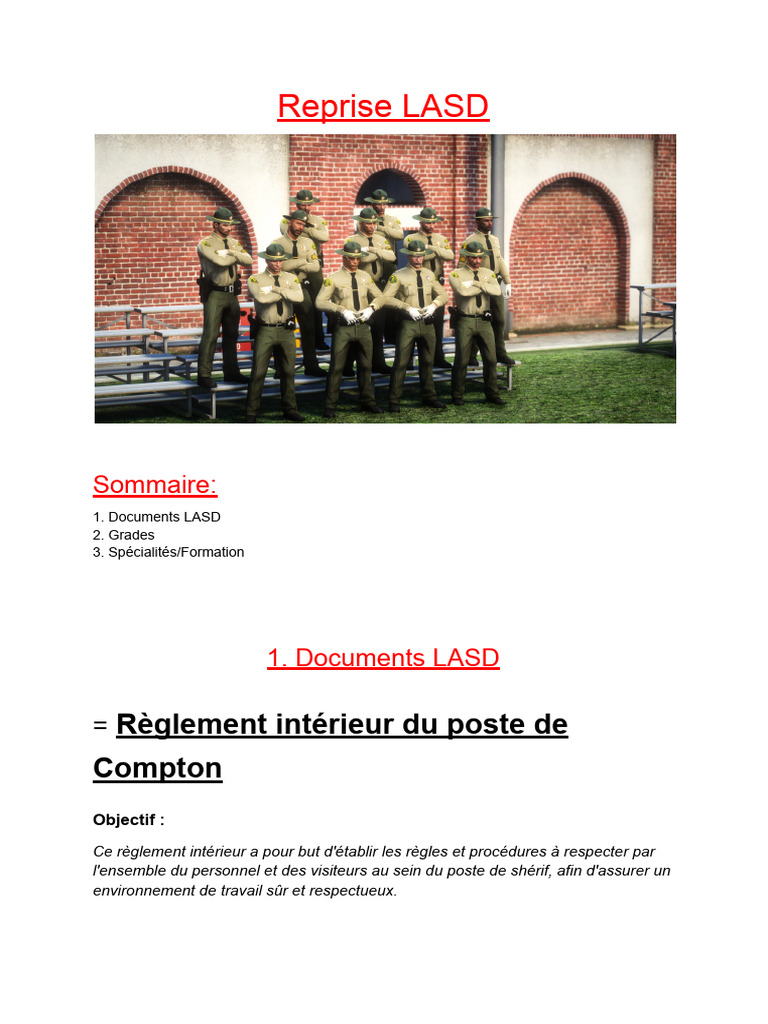 Règlement Intérieur du LASD | PDF | Sécurité