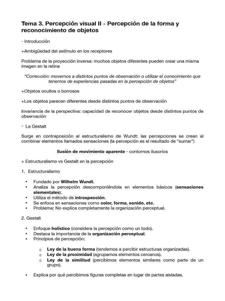 Tema 3 | PDF | Percepción | Cara
