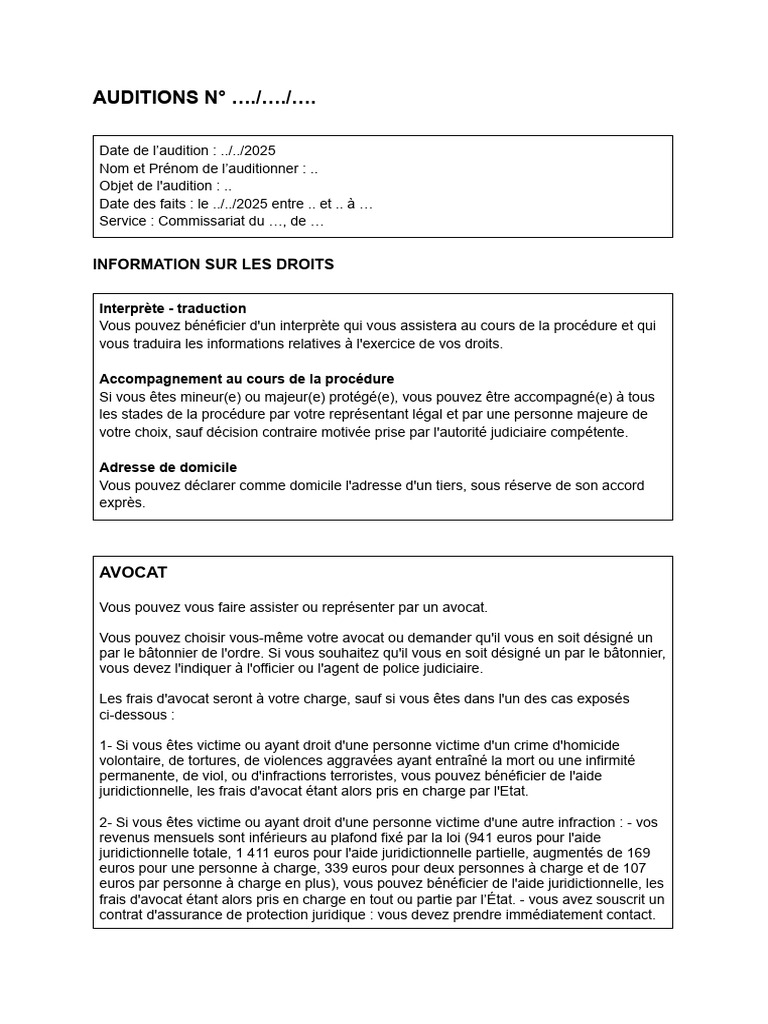 Modèle de procès-verbal d'audition | PDF | Avocat | Loi criminelle
