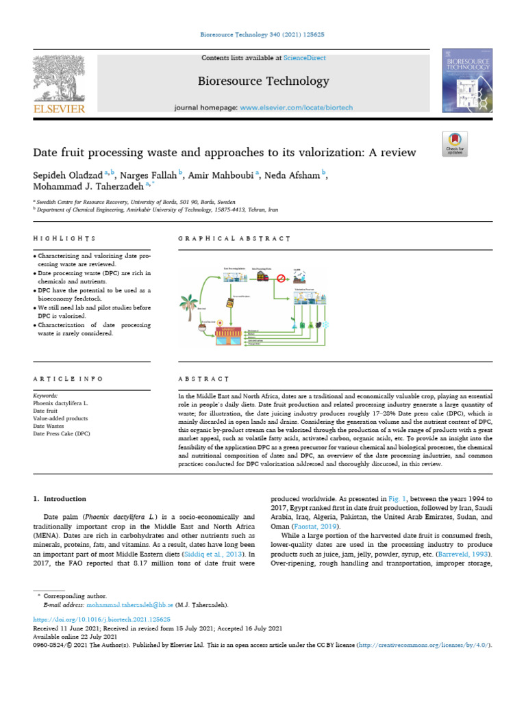 Valorizing Date Processing Waste: A Review | PDF | Carbohydrates ...